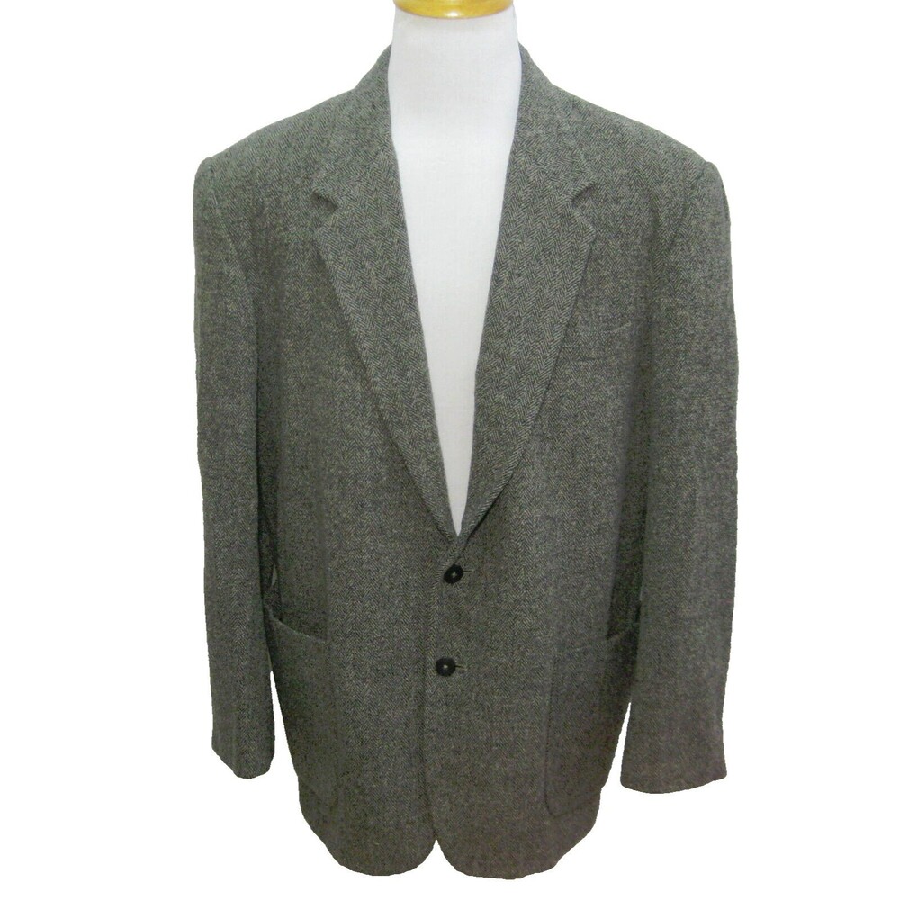 L'HOMME Men's Large Gray 2 Button Wool Cashmere Sport Coat Blazer Suit Jacket